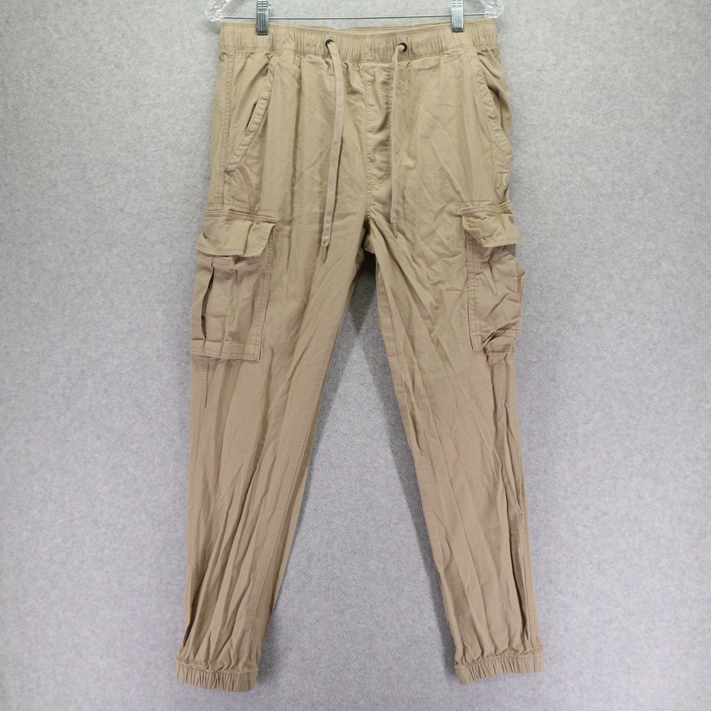 Hurley Pants‎ Mens Small Ripstop Cargo Pocket Casual Drawstring Jogger Tan Khaki